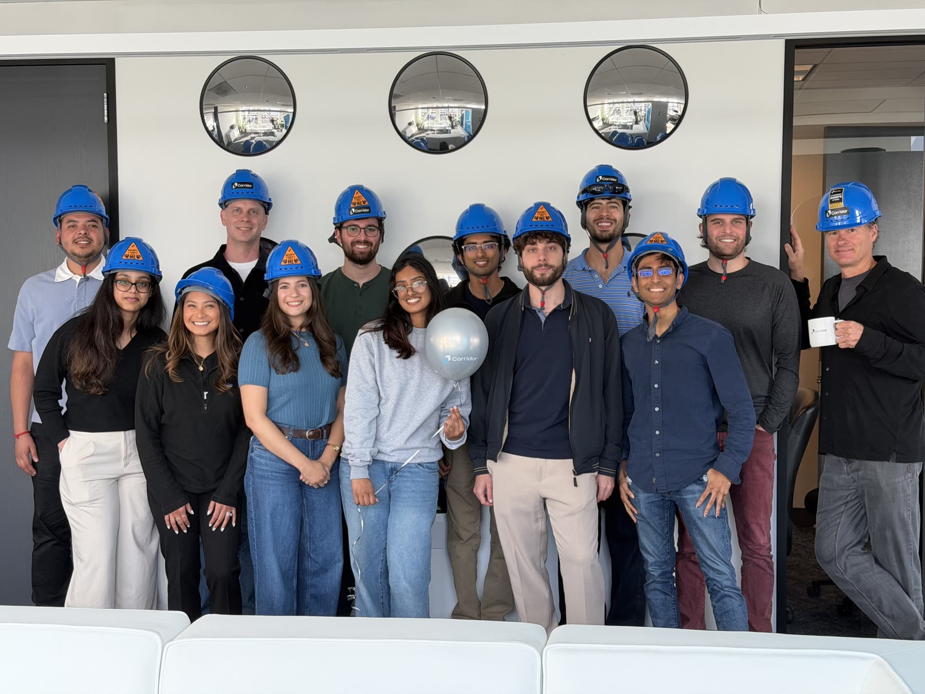 Corridor team in hard hats